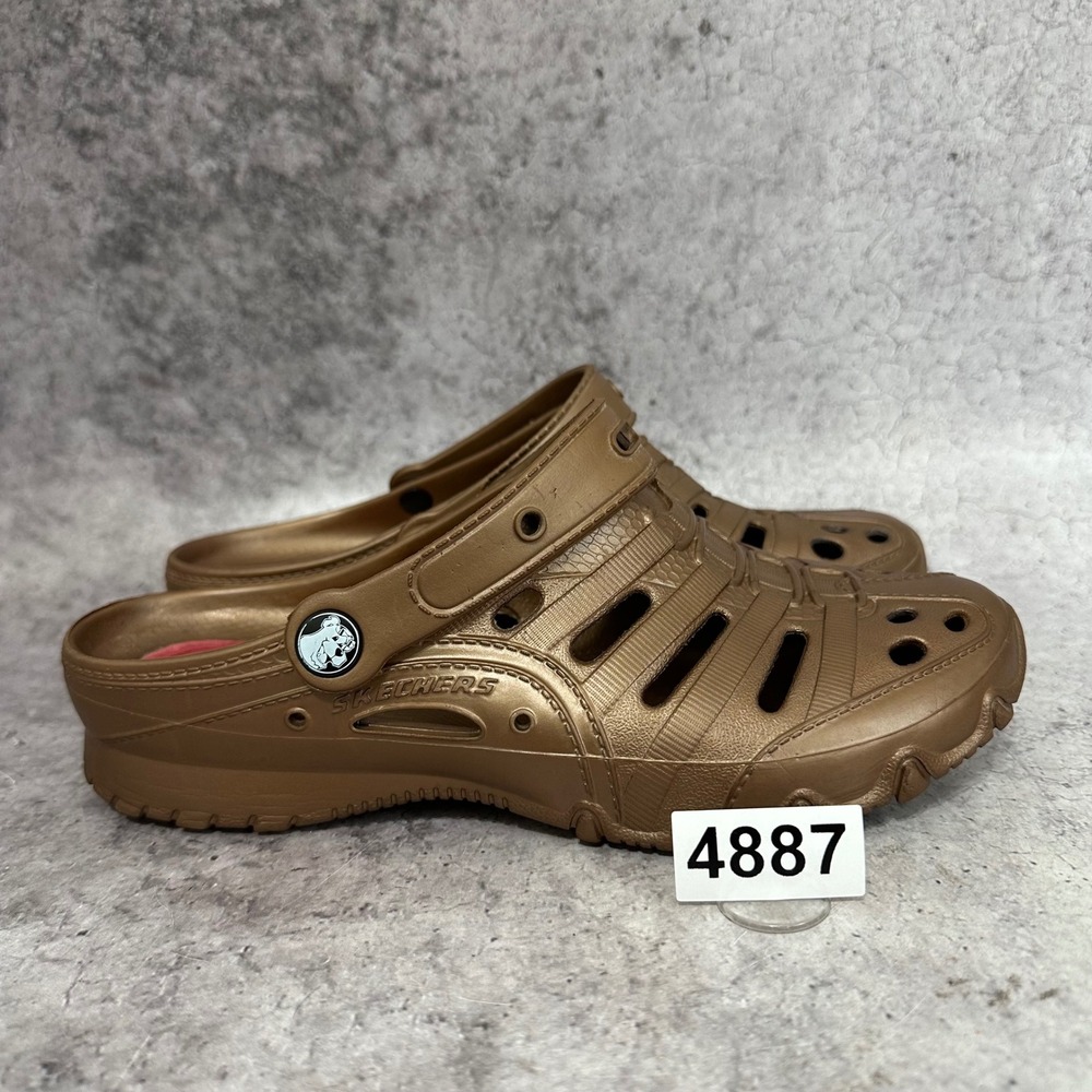 Skechers Cali Gear Clogs Womens 9.5 Bronze Foam Slip On Outdoor Sandals